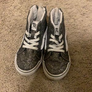 Toddler dark army green glittery vans